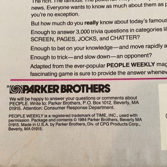 Vintage Parker Brothers People Weekly Magazine Trivia Game 1984 - Picture 6 of 11